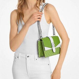 Michael Kors Greenwich Flap Crossbody Bag in Jungle Green and White NWT